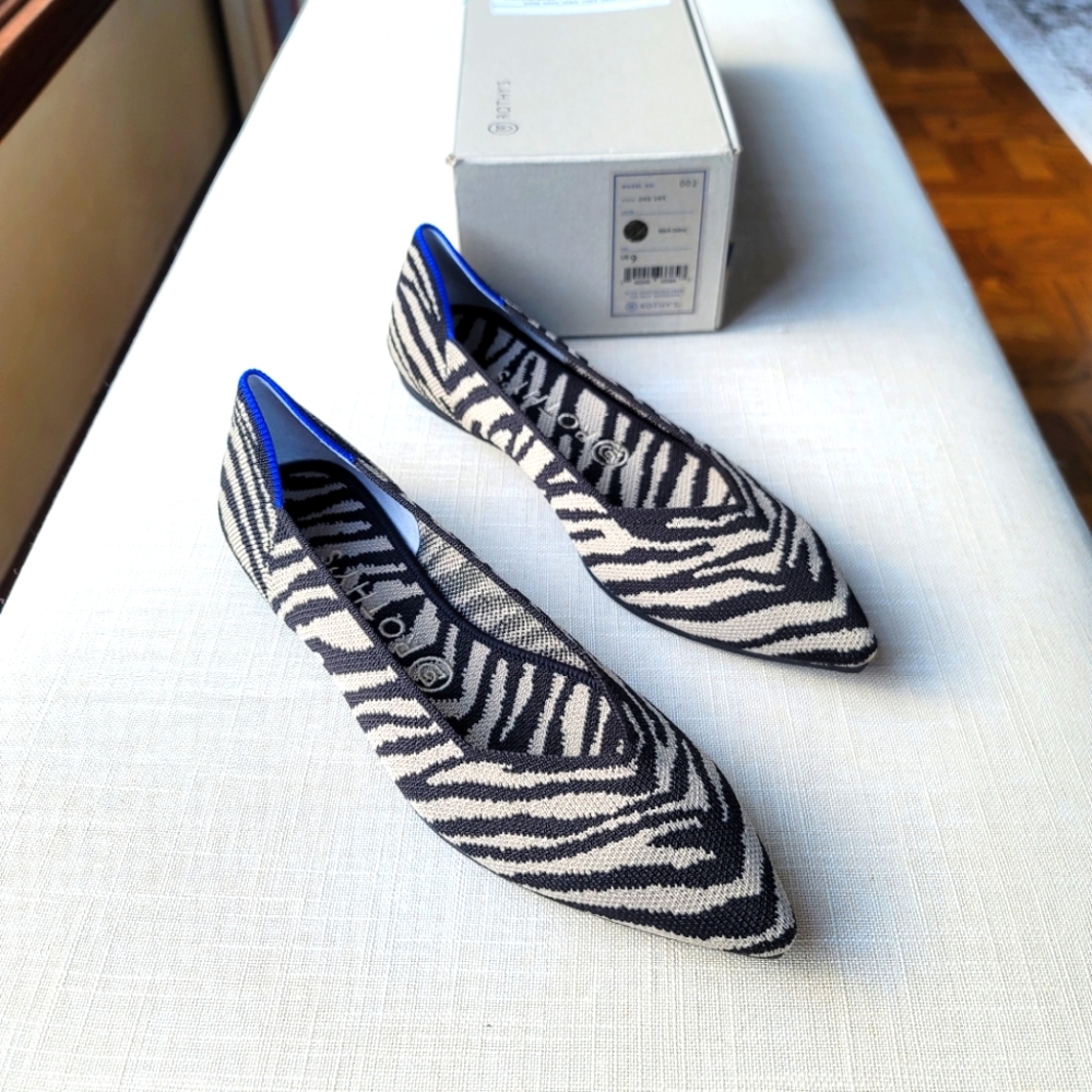 New! Rothy's size 9 Retired Black Zebra The Points NEW in box, never worn